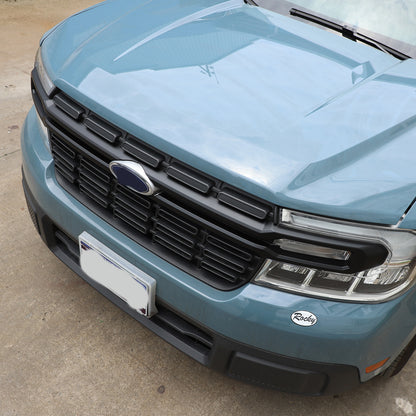 Matte Black Front Bumper Grille Cover +Logo Ring For For Ford Maverick 2022 US 3