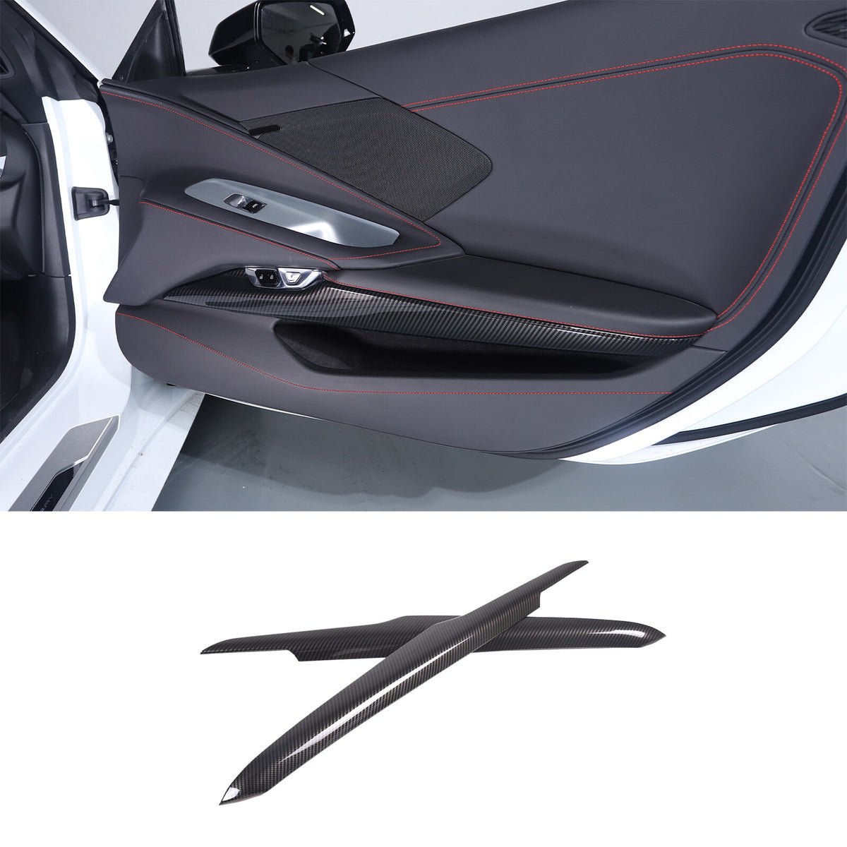 Carbon Fiber ABS Interior Door Panel Cover Trim Frame for Corvette C8 20-26 7