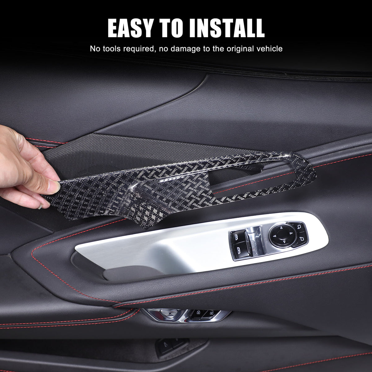 Real Carbon Fiber Window Lift Button Frame Trim For Corvette C8 Coup 2020-2026 12