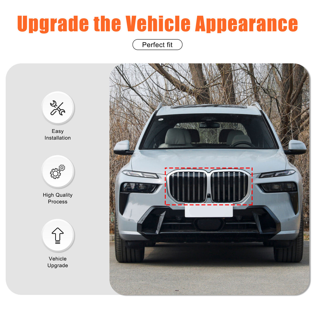 Glossy Black Car Front Bumper Line Kidney Grille Grill For BMW X7 G07 2023-2024 8