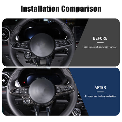 Real Carbon Fiber Steering Wheel Cover Trim For Alfa Romeo Giulia/Stelvio 2020+ 5