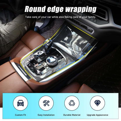 Real Carbon Fiber Car Center Console Gear Panel Cover For BMW X5 X6 X7 G05 G07 8
