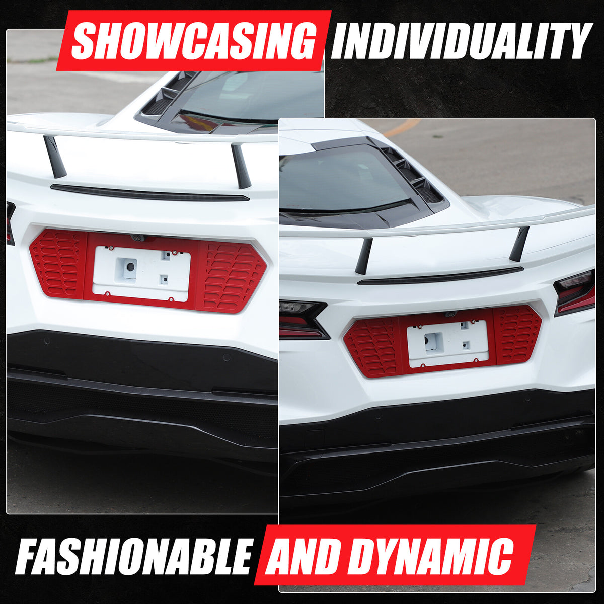 Red Aluminum Alloy Rear License Plate Filler Panel Trim for Corvette C8 2020+ 16