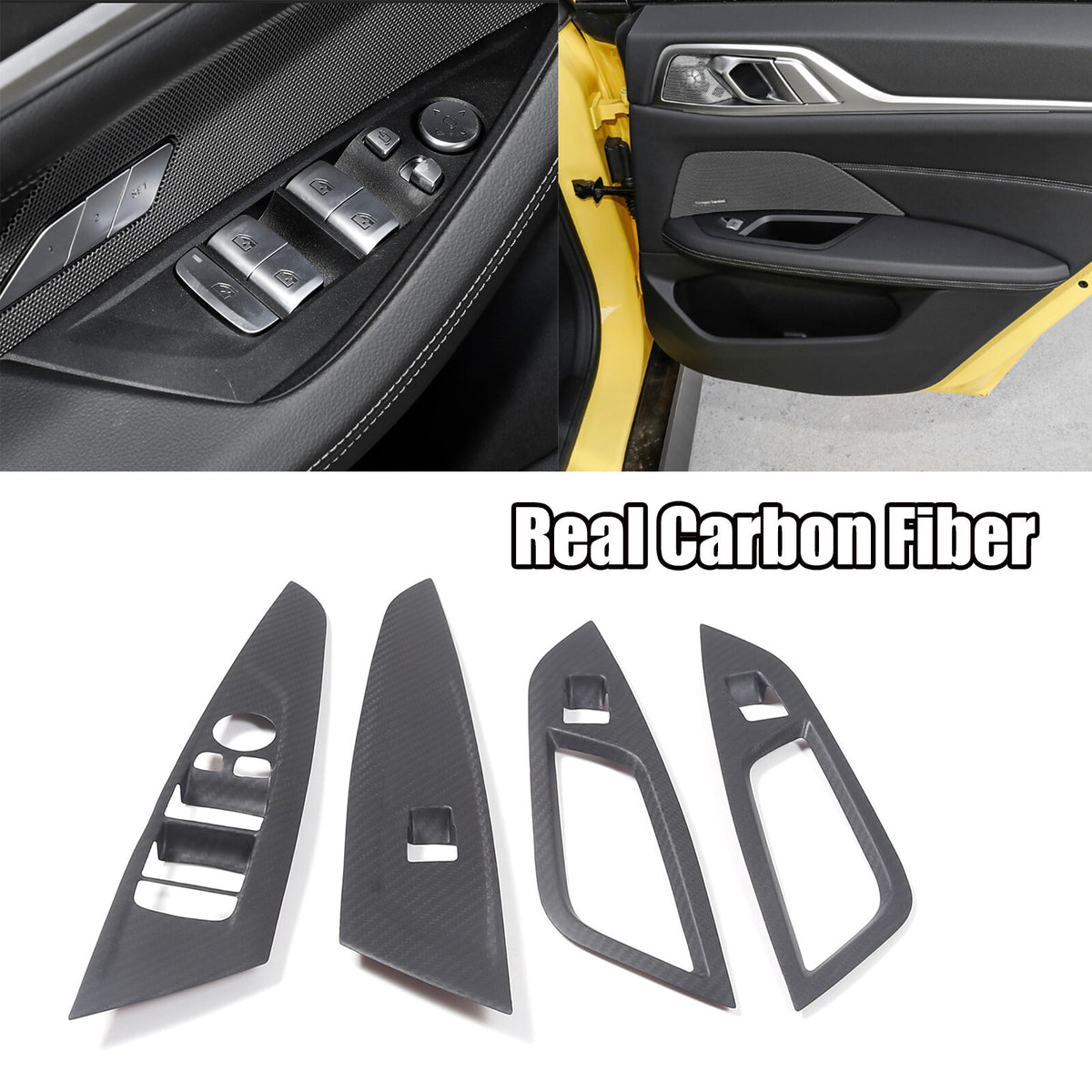 Matte Carbon Fiber Window Lift Switch Trim For BMW 4 Series G26 Gran Coupe 21-22 1