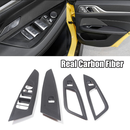 Matte Carbon Fiber Window Lift Switch Trim For BMW 4 Series G26 Gran Coupe 21-22 1