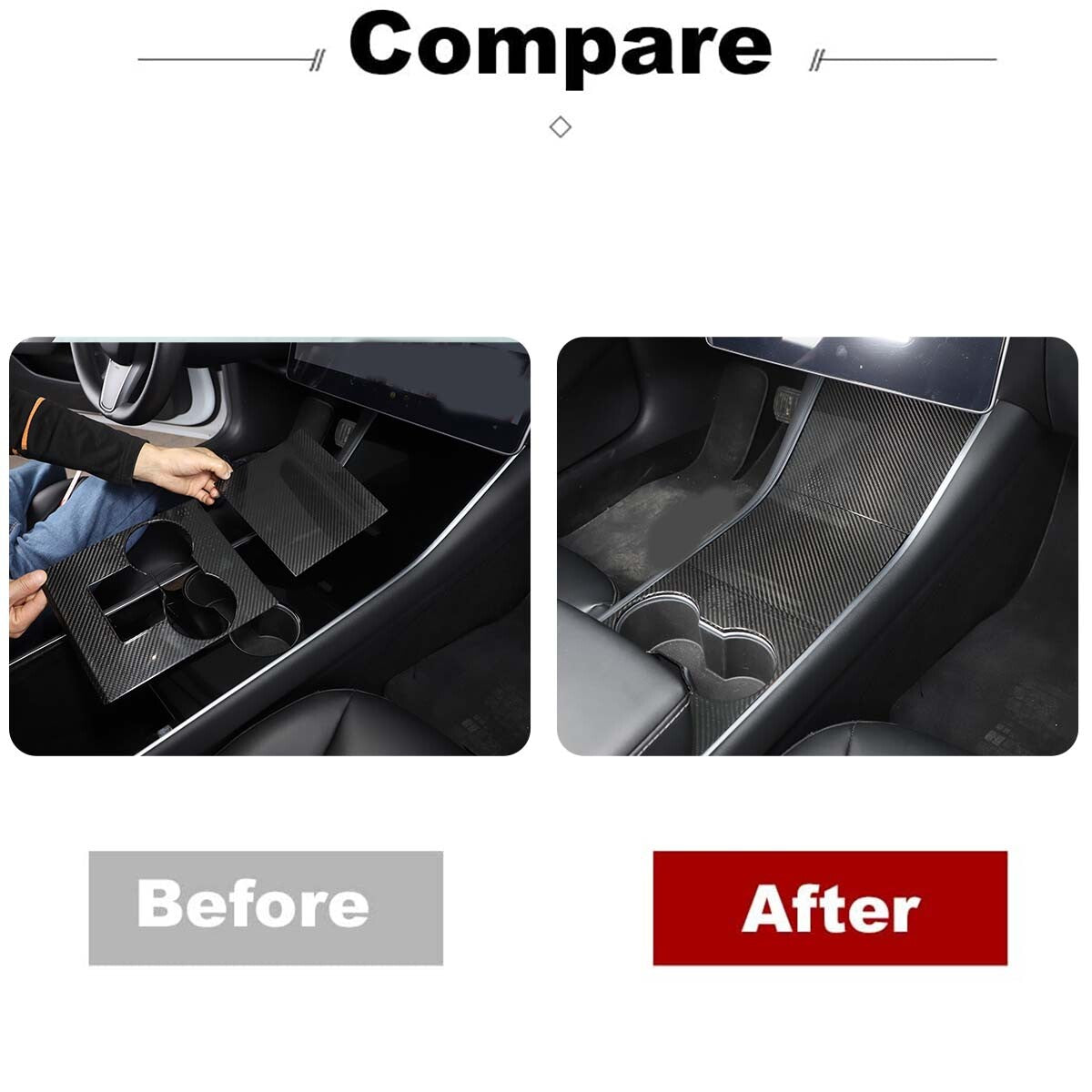 Real Carbon Fiber Central Console Gear Shift Panel For Tesla Model 3 2017-21 10