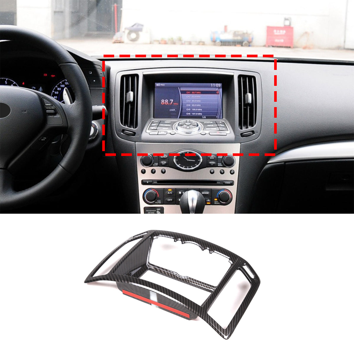 ABS Carbon Fiber Center Interior Trim Cover Set For Infiniti G25 G37 2009-2013 14