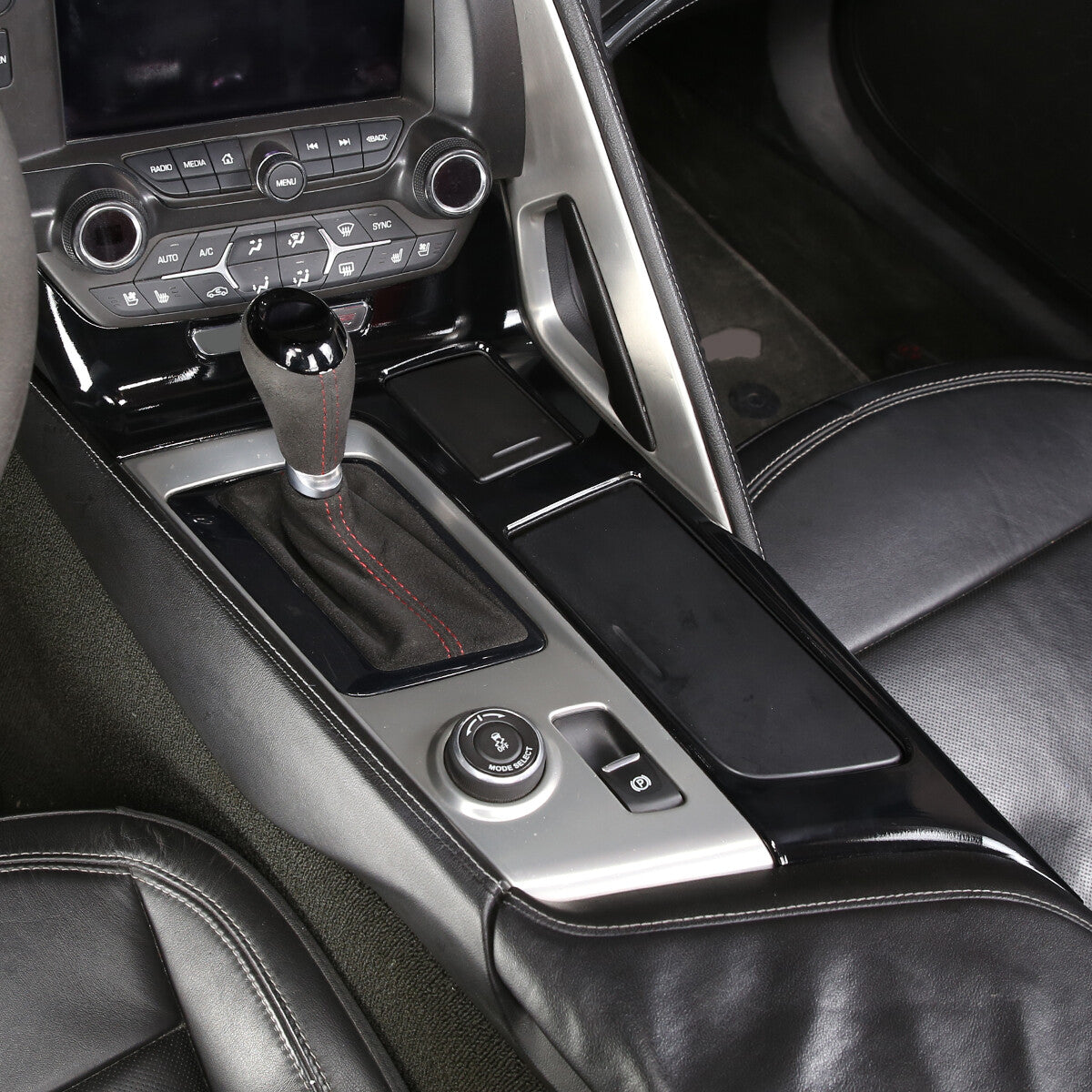 2pcs Glossy Black ABS Interior Gear Shift Panel Cover For Corvette C7 2014-2019 9