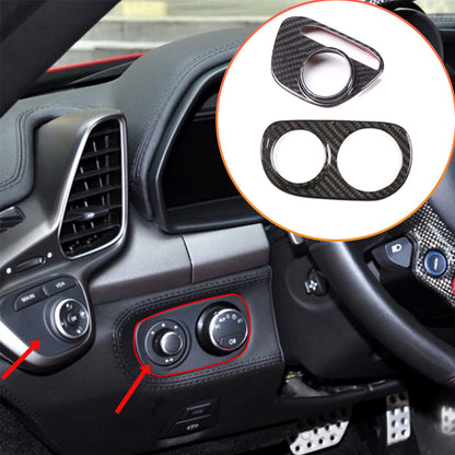 Real Carbon Fiber VDA Button & Headlight Switch Trim For Ferrari 458 2011-2016 1