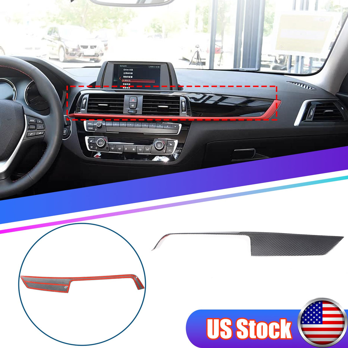 Real Carbon Fiber Dashboard Panel Trim For BMW 1 2 F20/F21/F22/F23 17-19 US 1