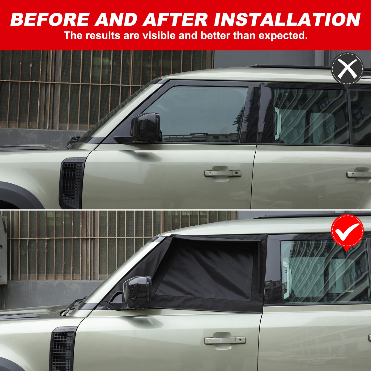 Block Shades Front Car Door Window Cover Sun Protection For LR Defender 2020+ US 22