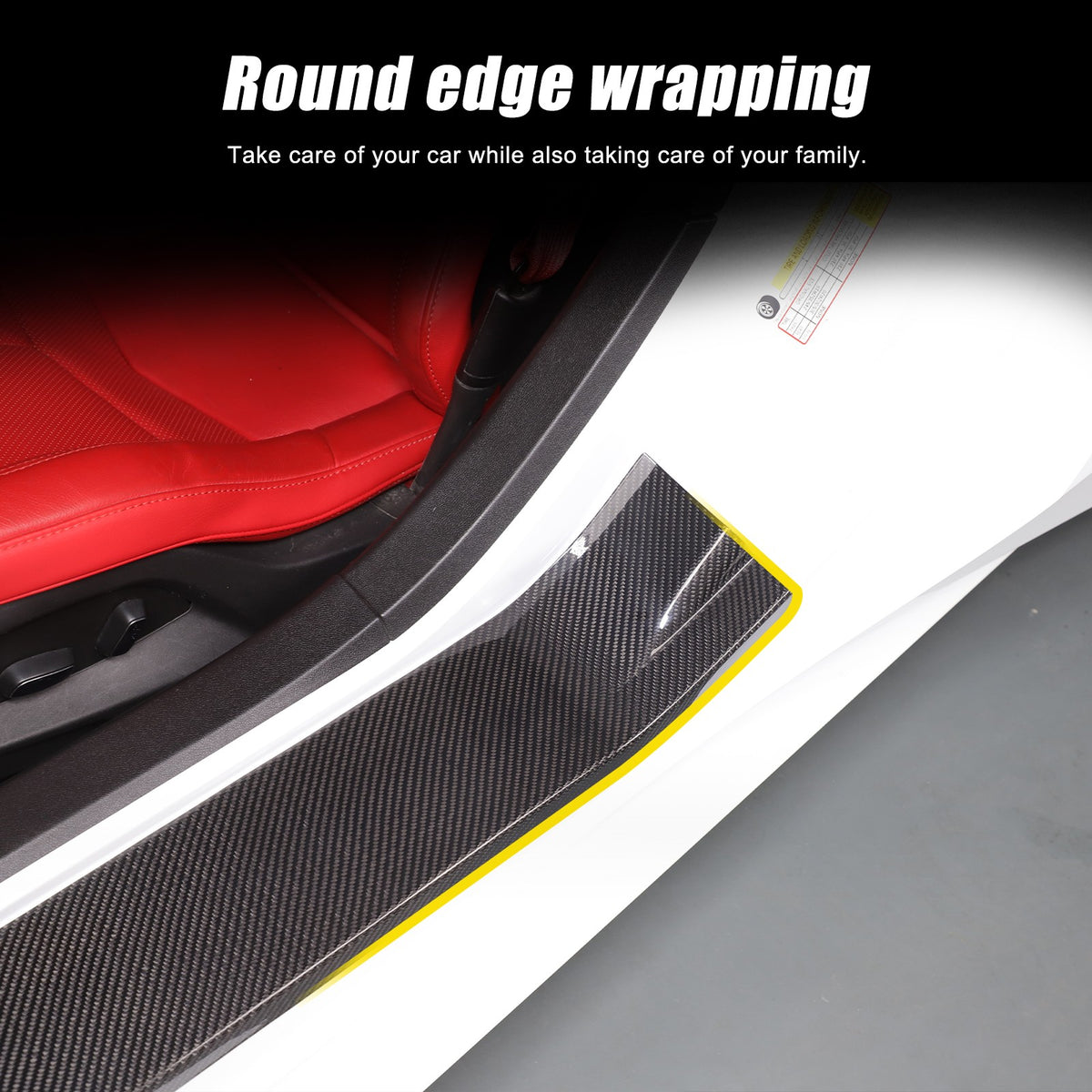 Real Carbon Fiber Full Wrapped Exterior Door Sill Plate Trim For Corvette C8 US 13