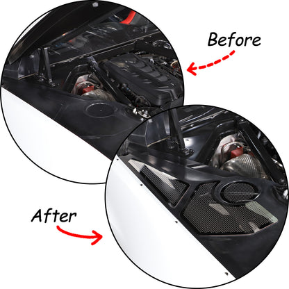 Silver Steel Car Engine Hood Compartment Panel Trim For Corvette C8 2020-2026 US 7
