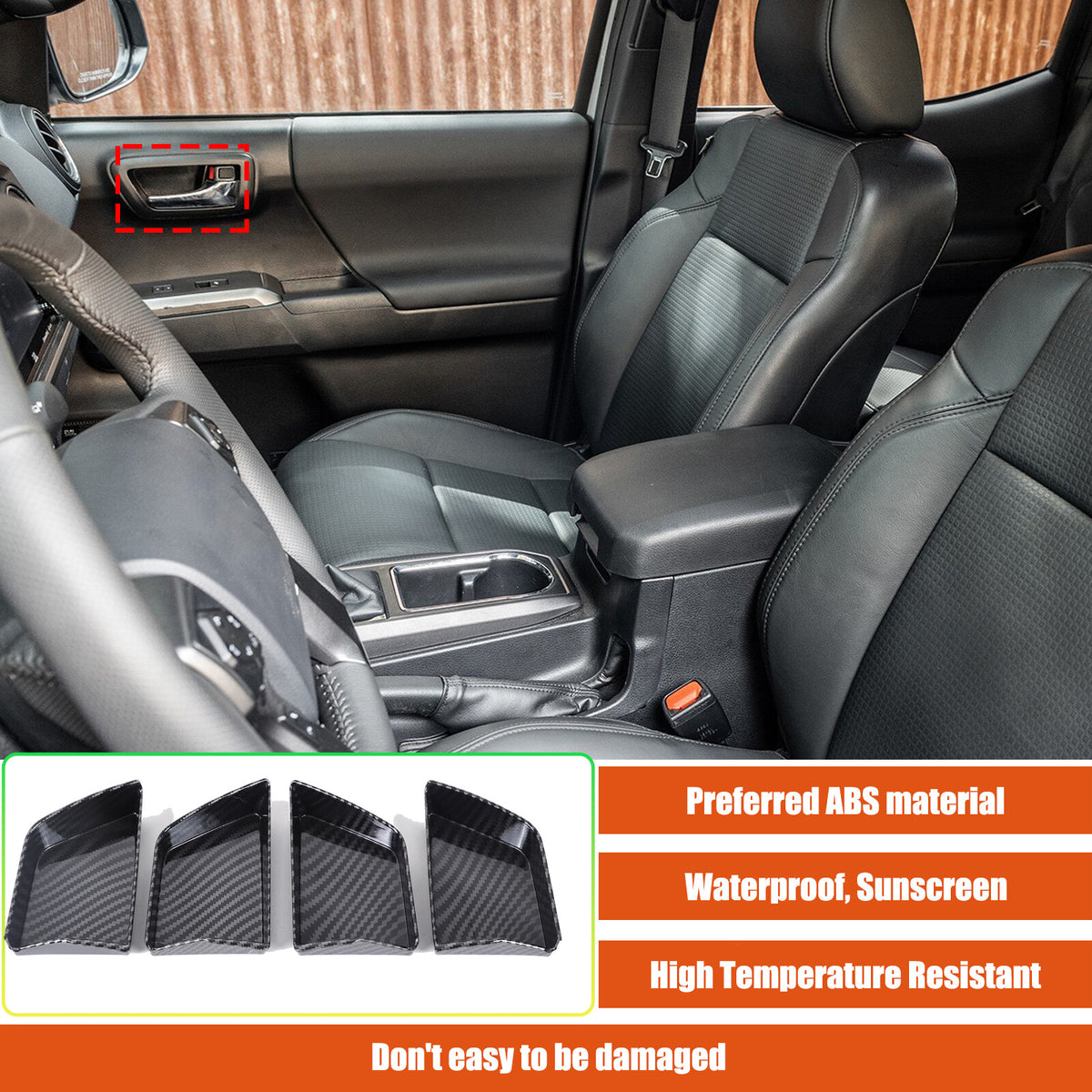ABS Carbon Fiber Interior Full Set Panel Cover Trim Kit for Toyota Tacoma 24-26 - Styles 1-5 43