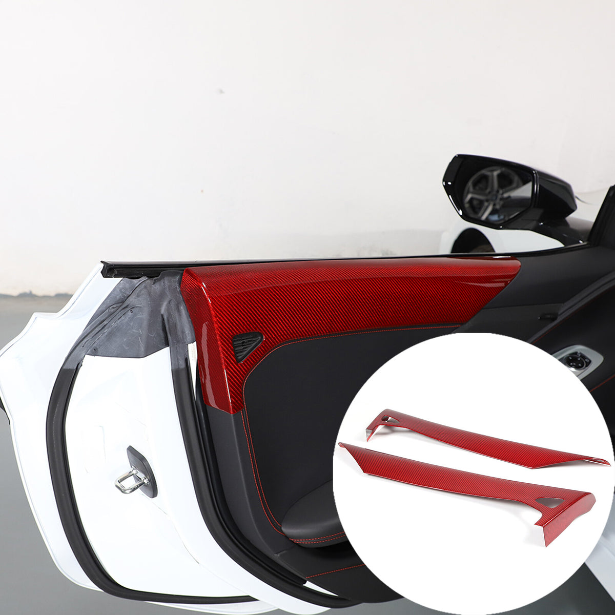 Red Real Carbon Fiber Full Interior Set Decor Trim Kit for Corvette C8 20-25 30