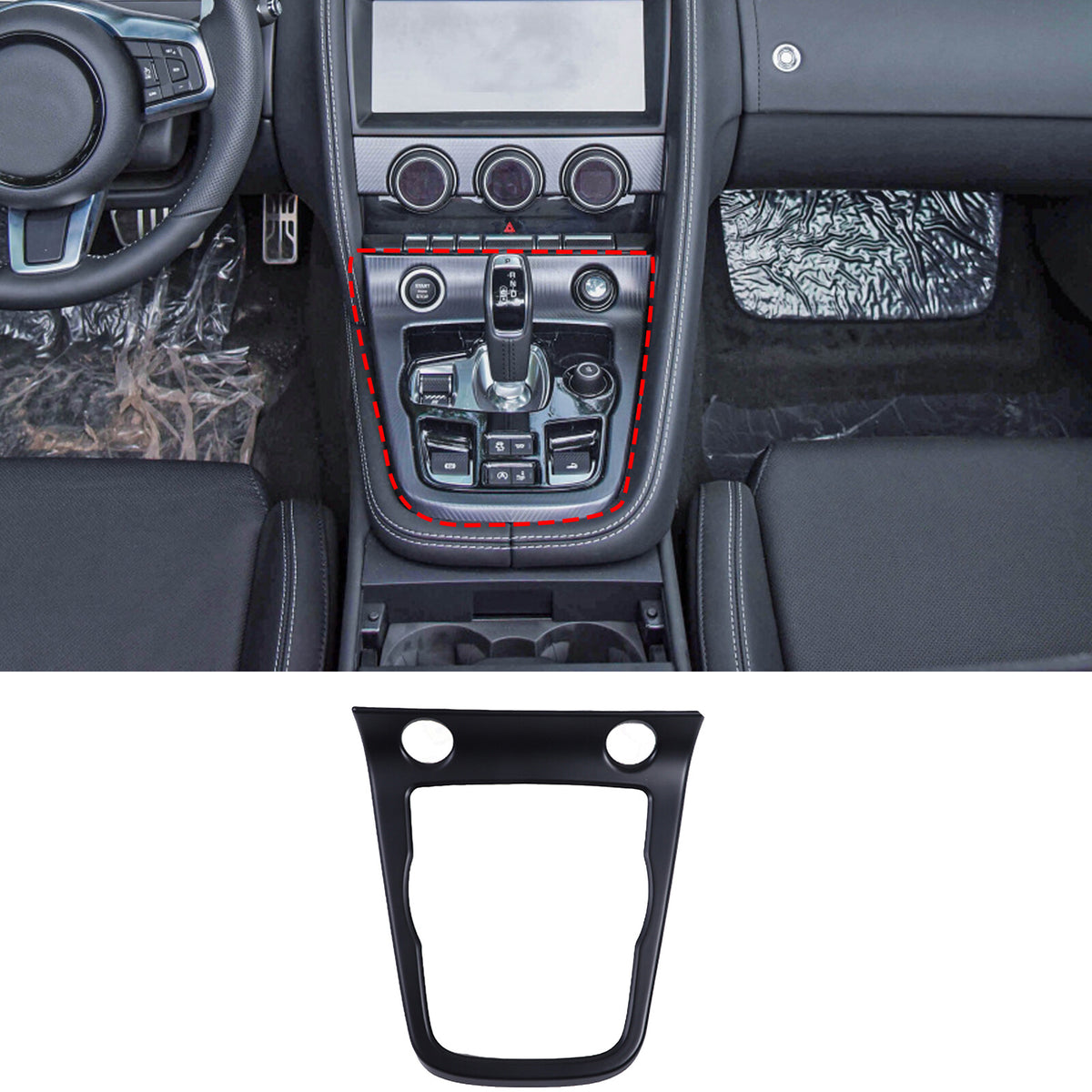 Matte Black Center Console Interior Panel Cover Trim Set For Jaguar F-TYPE 13-24 5