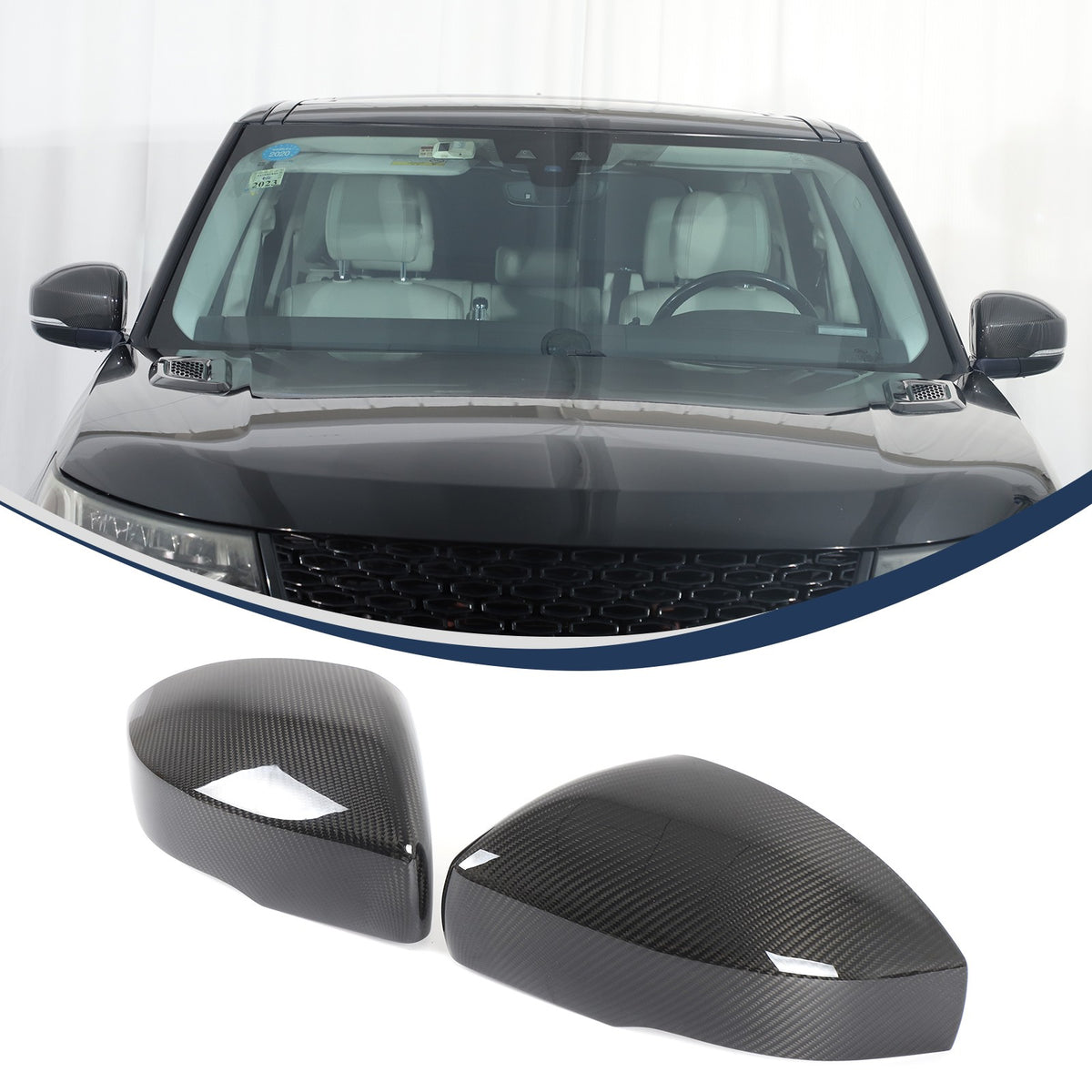 Real Carbon Fiber Outer Rearview Mirror Trim For LR5 Discovery 5 L462 2014-2021 2