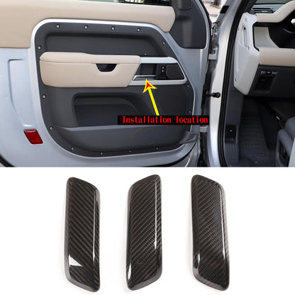 Real Carbon Fiber Inner Door Handle Trim For Land Rover Defender 110 2020-2023 1