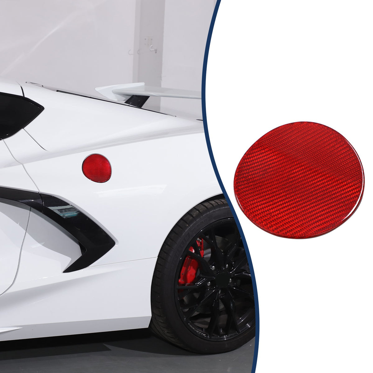 Replacement Red Real Carbon Fiber Fuel Tank Cap Lid Cover For Corvette C8 20+ US 11