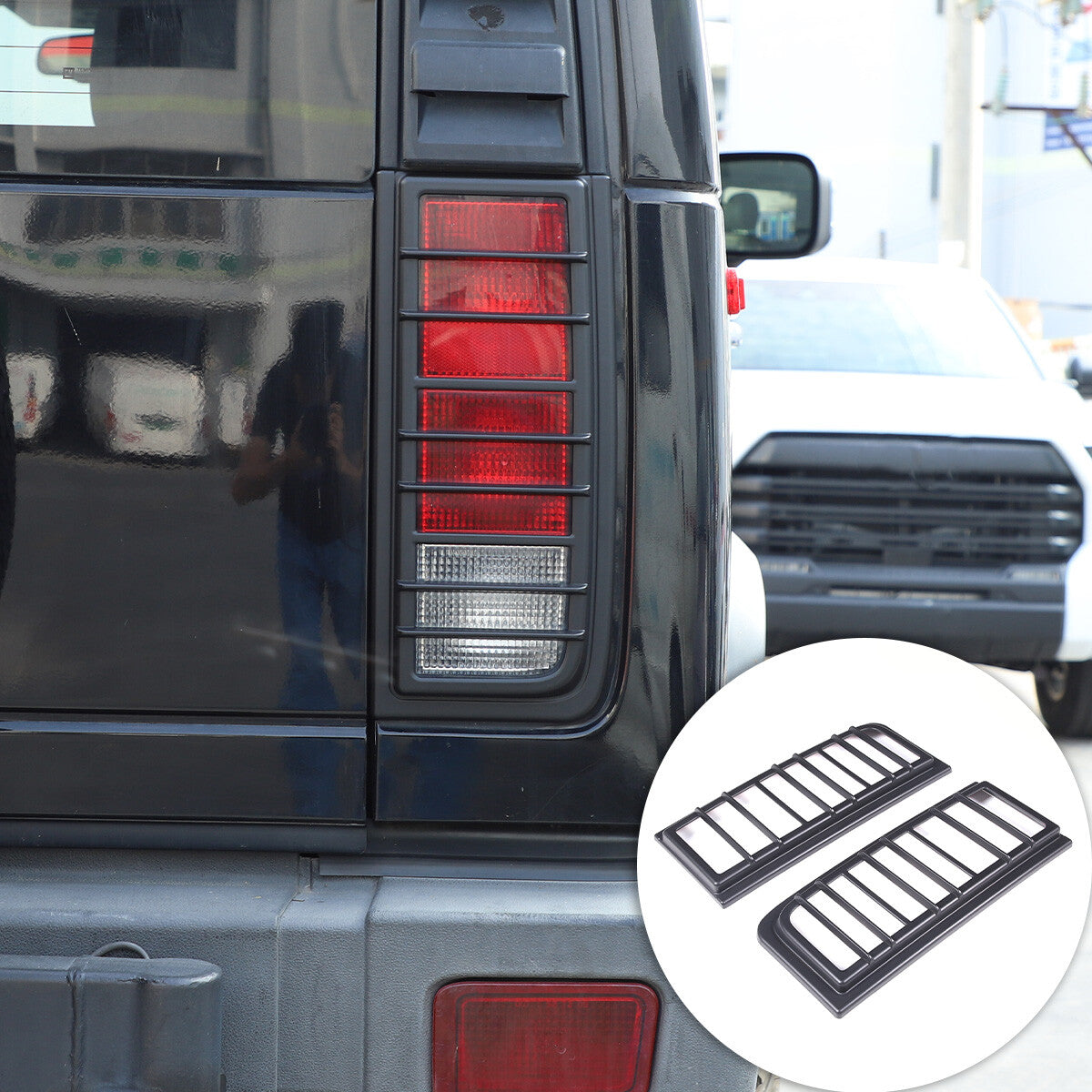 Matte Black Rear Tail Light Lamp Trim Cover Frame Fit For Hummer H2 2003-2009 5