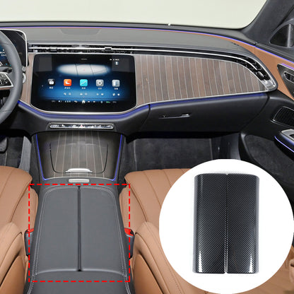ABS Carbon Fiber Center Console Armrest Box Cover Trim For Benz e Class 2024 13