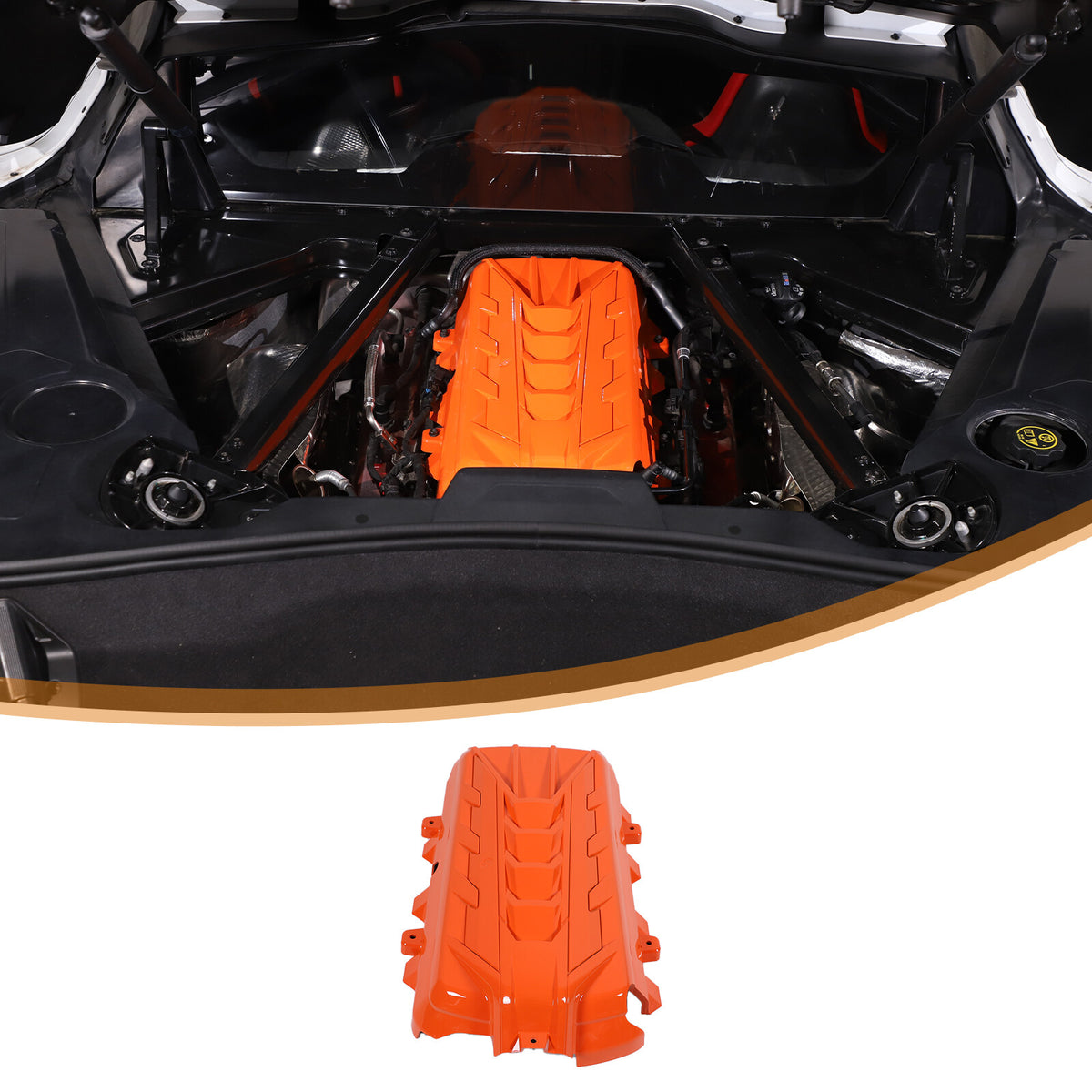 Orange Replacement Engine hood panel Trim Cover For Corvette C8 2020-26 10