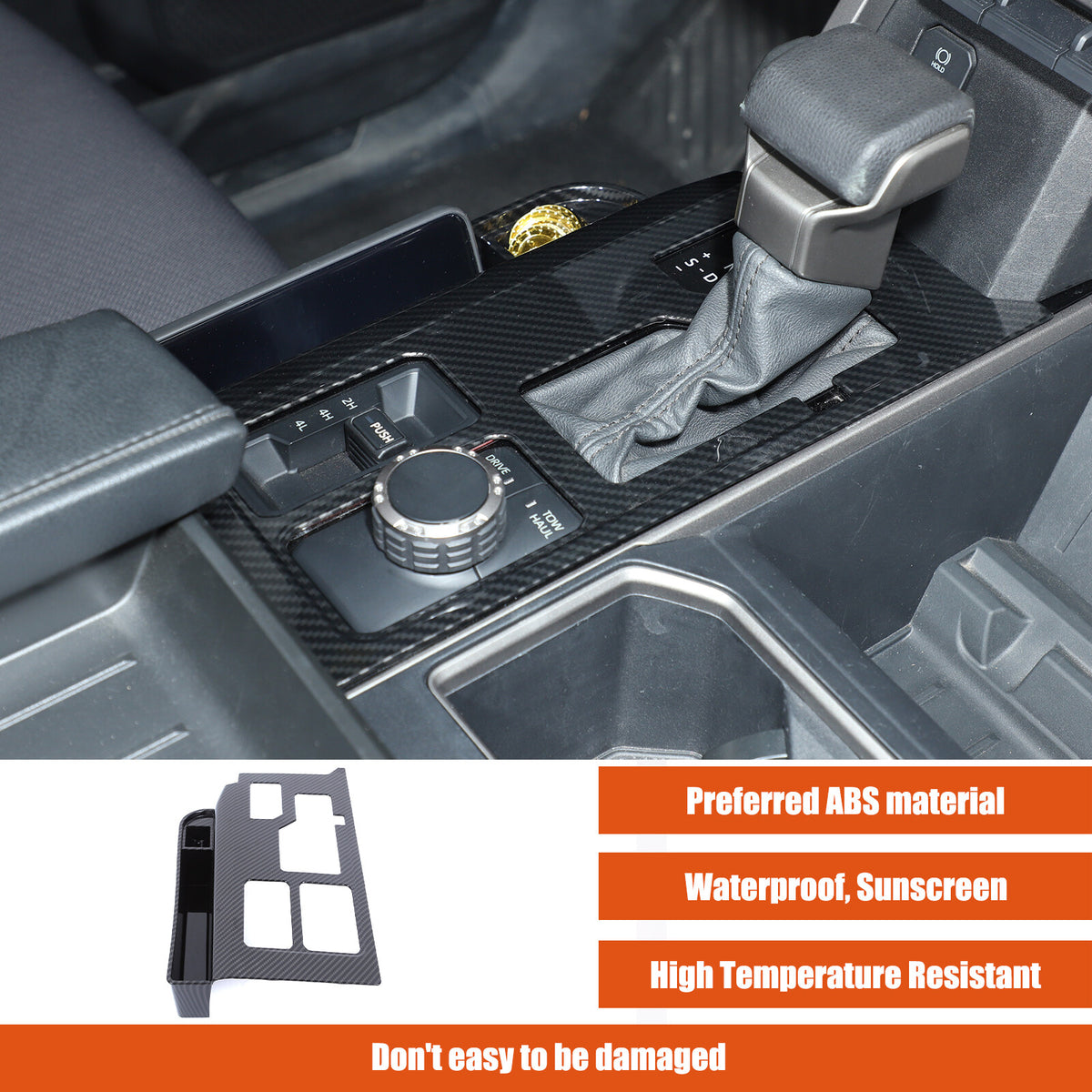 Carbon Center Console Gear Shift Panel Storage Box For Toyota Tundra/Sequoia 22+ 13