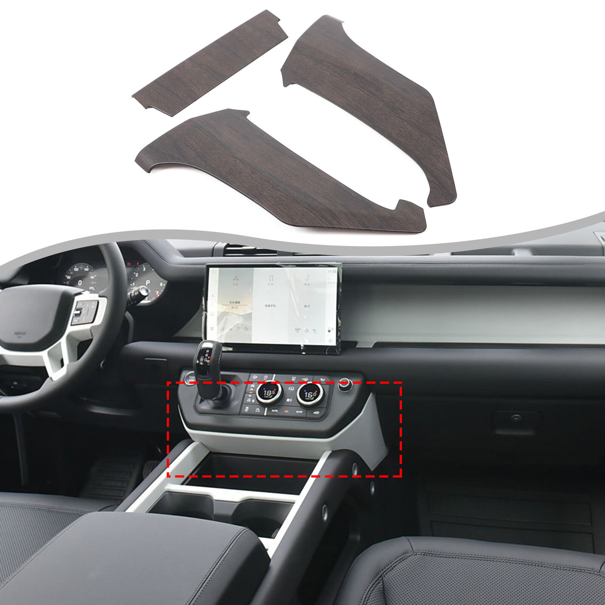 Oak Wood Grain Center Console Knee Side Panel Trim For LR Defender L663 25+ 1