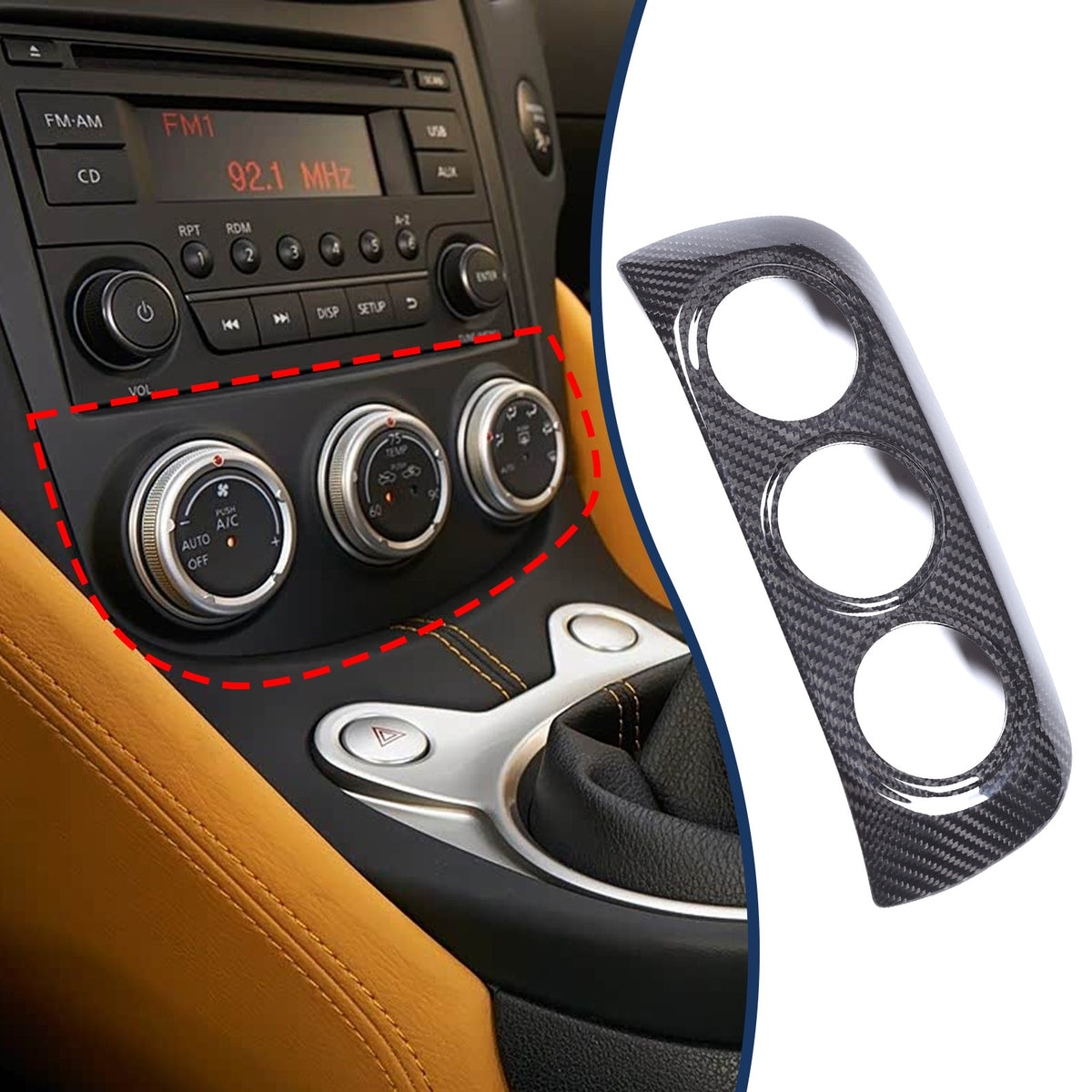 Real Dry Carbon Fiber Center Console AC Switch Trim Cover For Nissan 400Z Z34 11