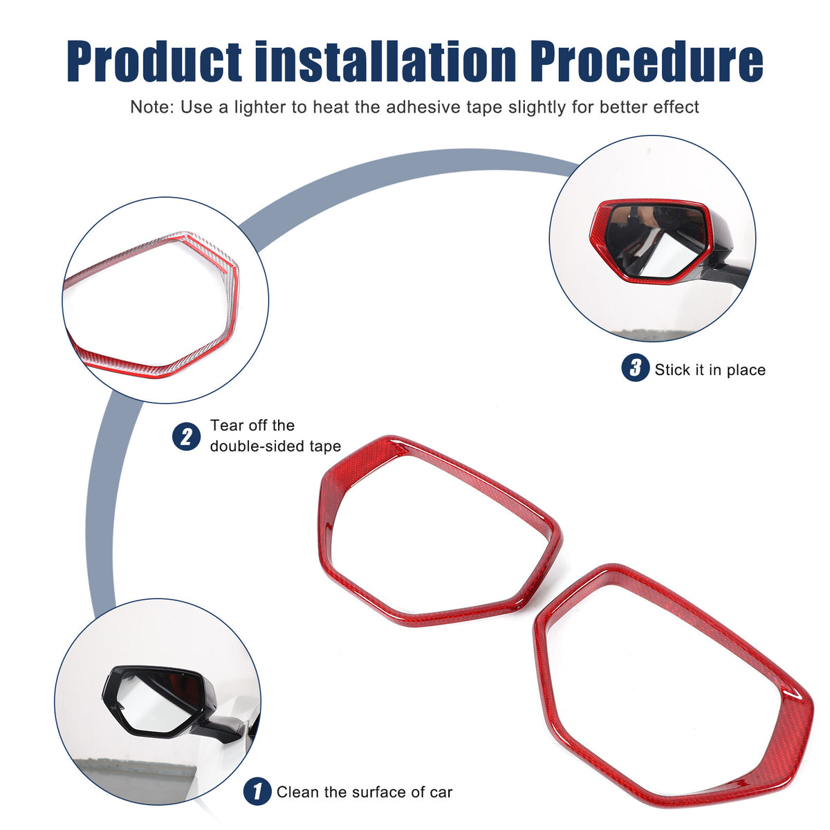 Red Real Carbon Fiber Side View Mirror Frame Cover Trim For Corvette C8 20-26 16
