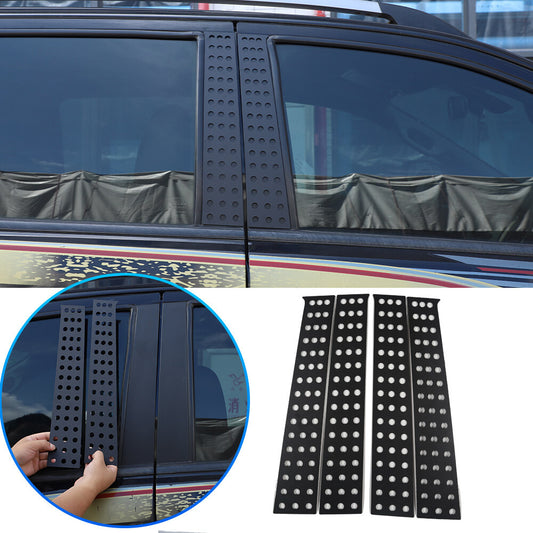 4PCS Black Alloy Window Center Pillar Panel Trim Cover For Ford Ranger 2015-21 1