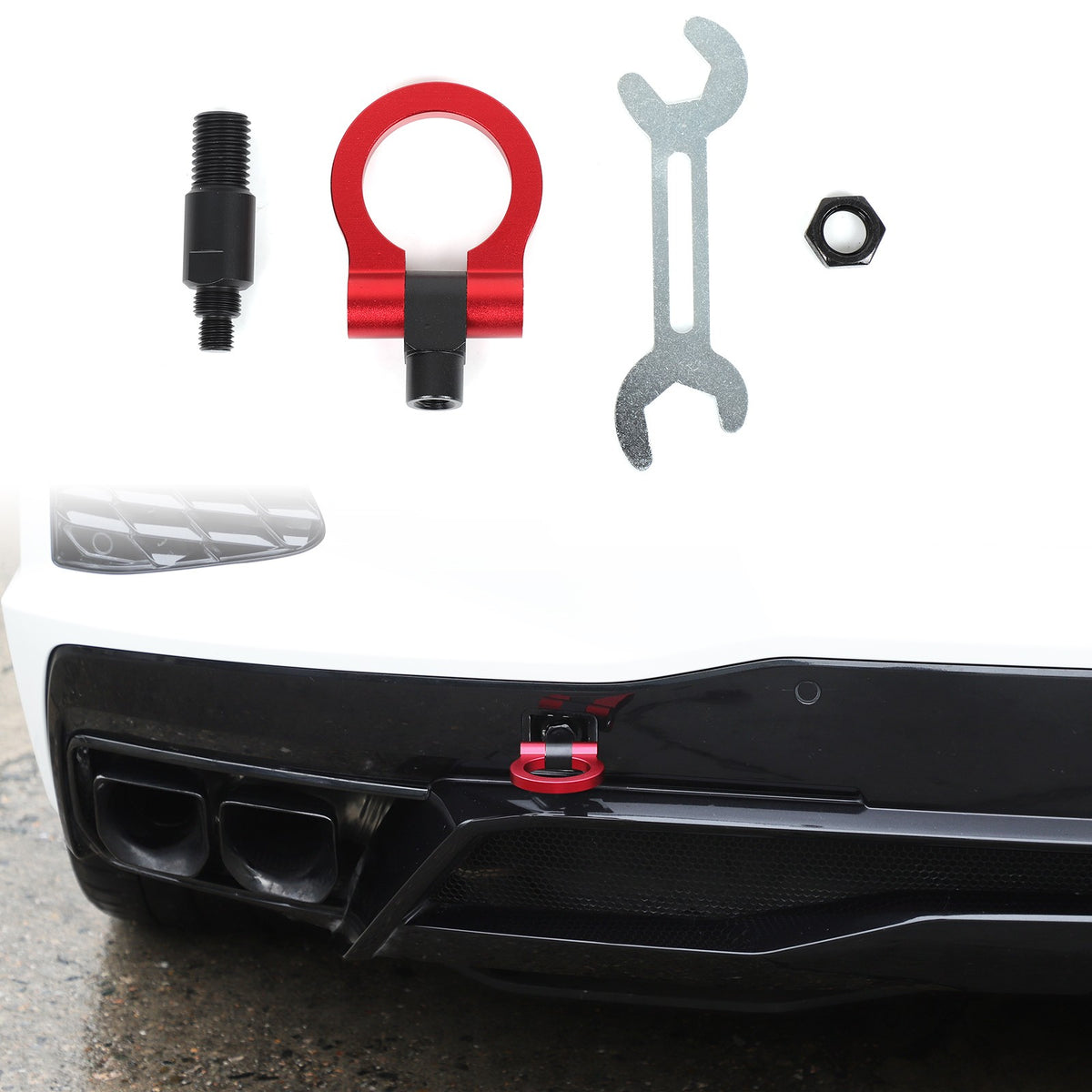 Red Aluminum Front & Rear Track Racing Tow Hook Trailer For Corvette C8 2020-26 13