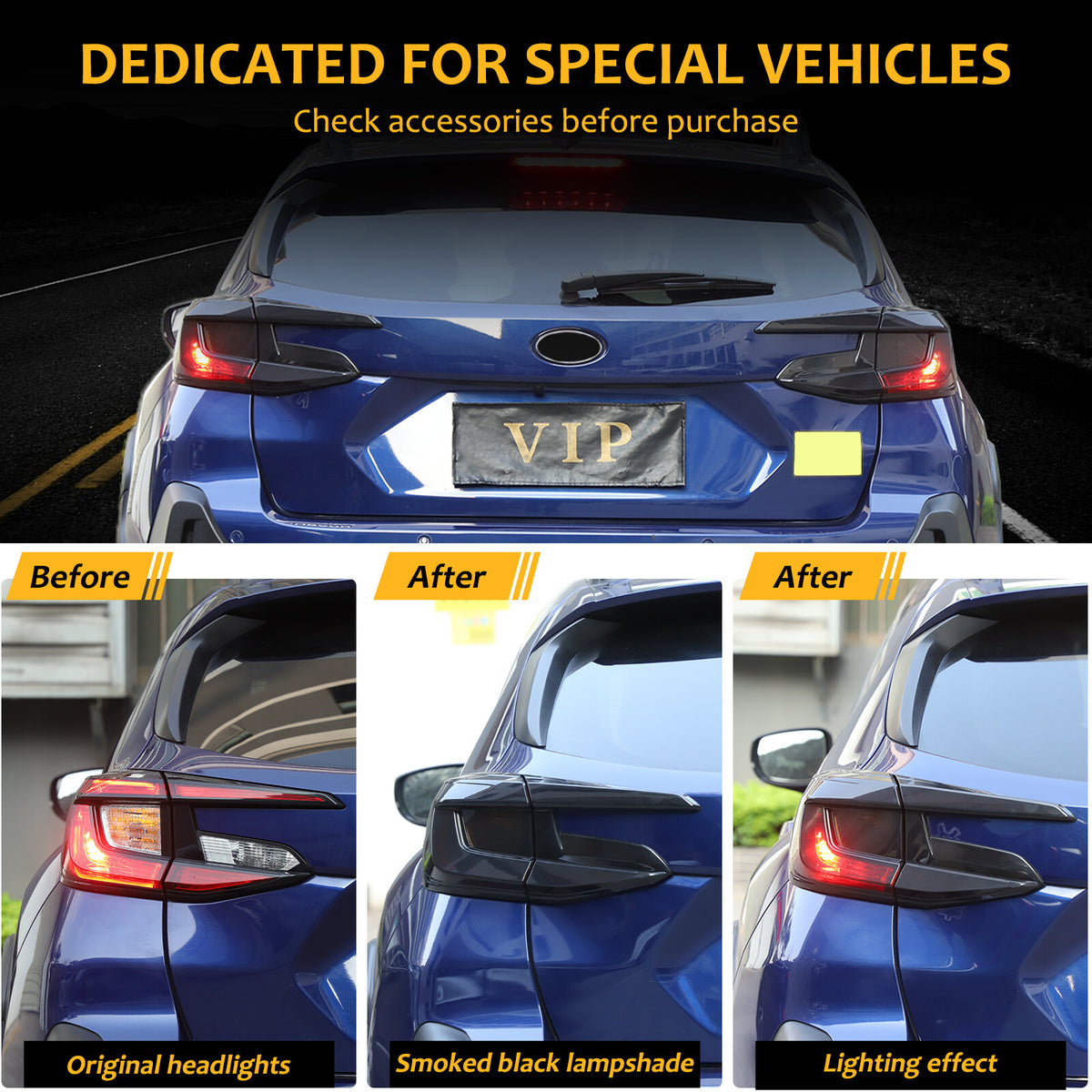 Smoked Black Rear Tail Light Guard Decor Cover Trim For Subaru Crosstrek 2024+ 23