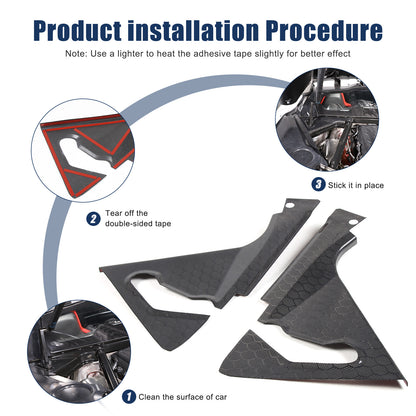 Honeycomb Carbon Fiber Engine Bay Corner Base Cover Overlay For Corvette C8 20+ 14