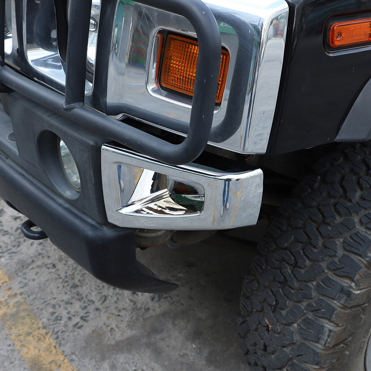 5PCS Chrome Front Bumper & Side Cover Trim Fits for 2003 -2009 Hummer H2 11