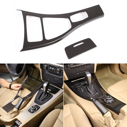 Fit for BMW E90 E92 E93 2008-2012 Carbon Fiber Center Console Gear Shift Cover 15