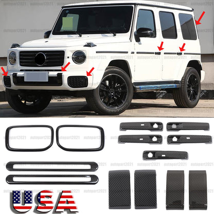 Carbon Fiber ABS Exterior Front Bumper Door Trim For Benz G-Class W465 2025+ 1