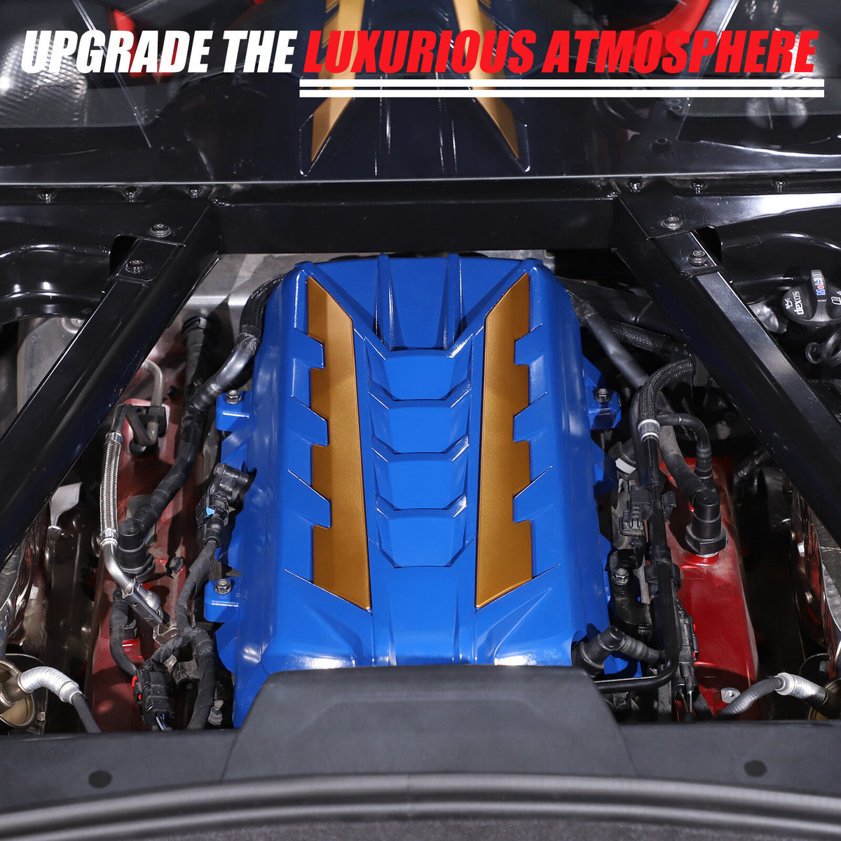 Blue Engine Bay Panel Cover Trim in Edge Yellow For Corvette C8 2020-26 7