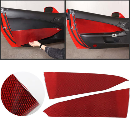 Red Carbon Fiber Interior Anti-kick Door Panel Sticker For Corvette C6 2005-13 1