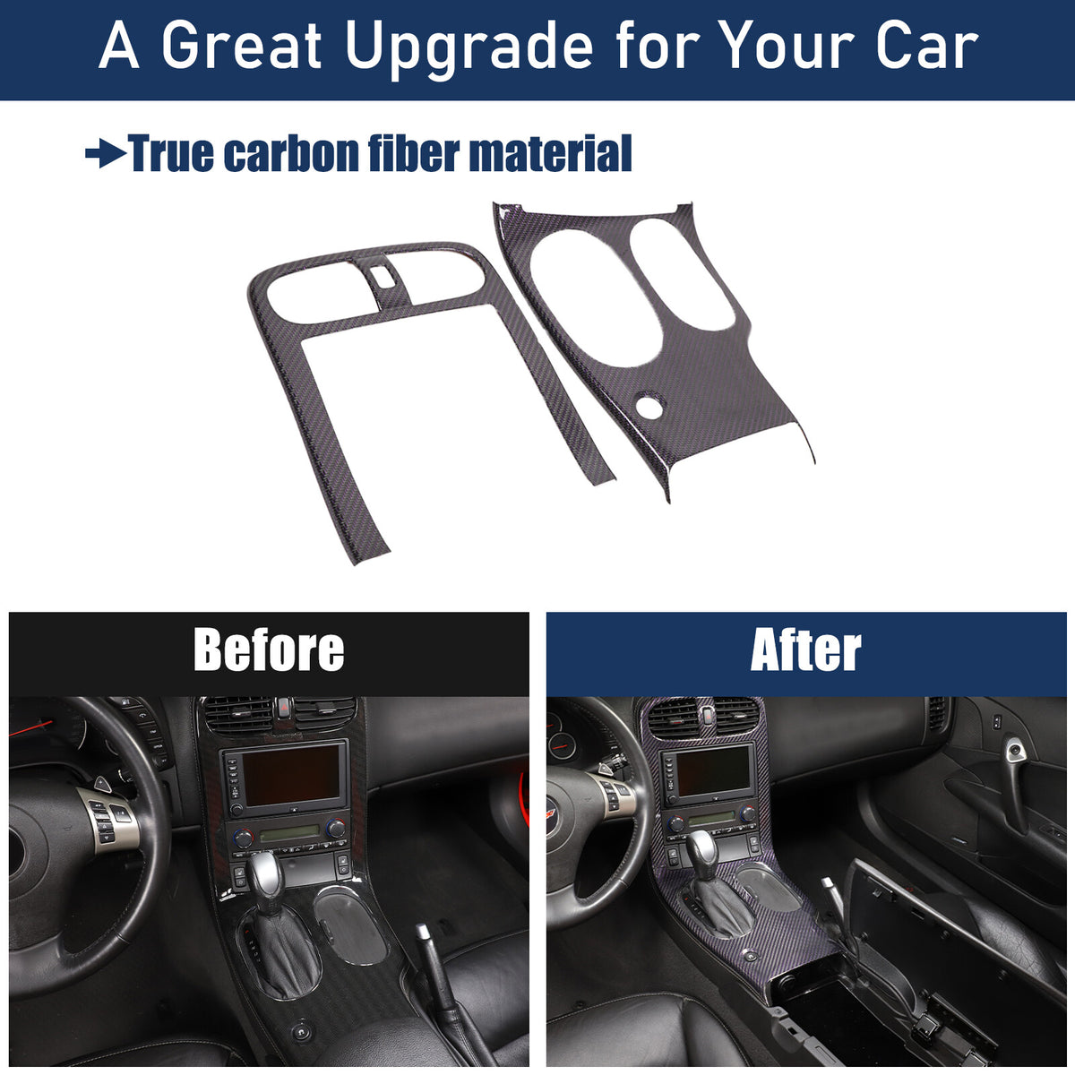 Real Carbon Fiber Interior Center Console Gear Trim For Corvette C6 2005-2013 14