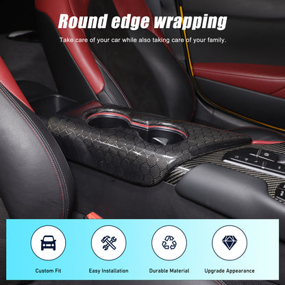 Real Carbon Fiber Center Armrest Box Panel Trim Cover For Toyota Supra A90 19-24 17