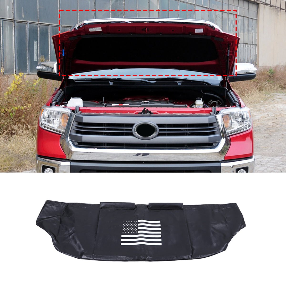 PU Leather Car Bonnet Hood Bra Wind & Bug Deflectors For Toyota Tundra 2007-21 2