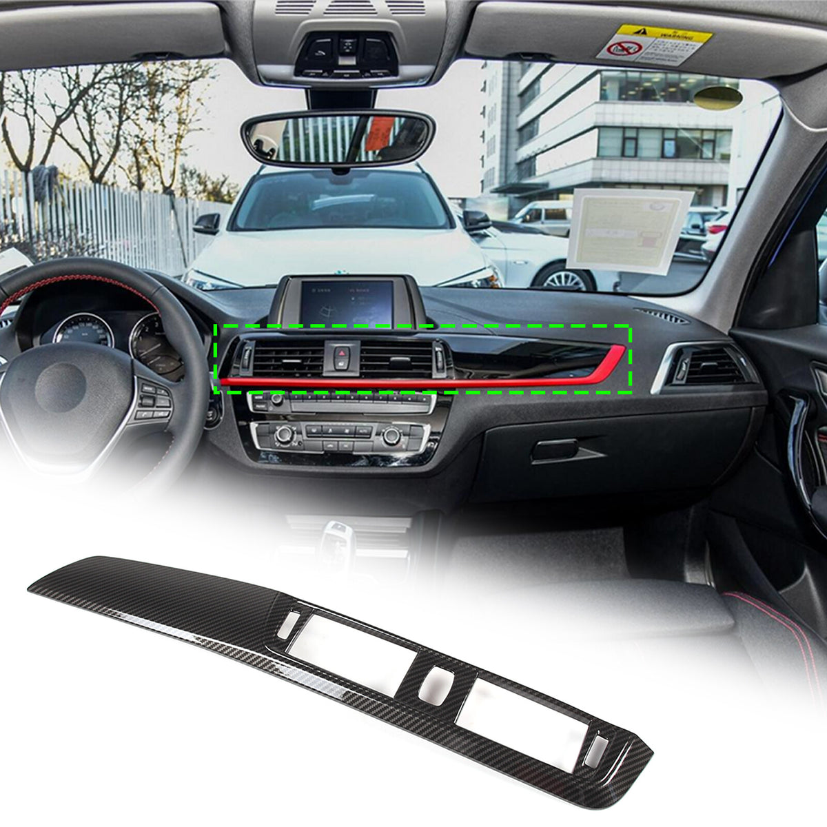 ABS Carbon Fiber Center Console Dashboard Panel Trim For BMW 1 2 Series 17-19 4