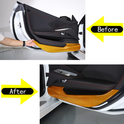 Yellow Carbon Fiber Interior Door Anti-kick Panel Cover Trim For Corvette C8 20+ 3