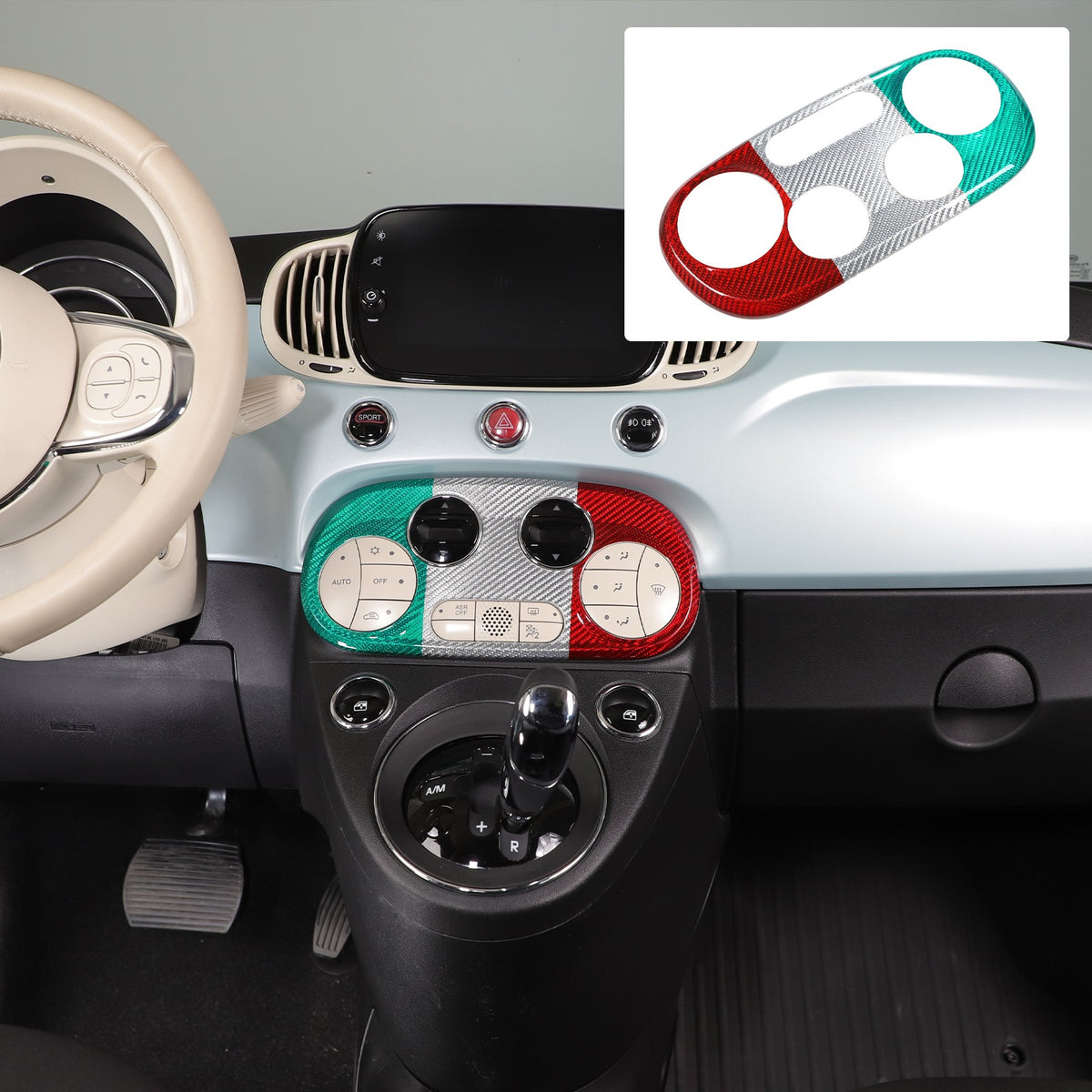 Tri-Color AC Control Switch Bezel Trim For Fiat 500 312 2016+ 23