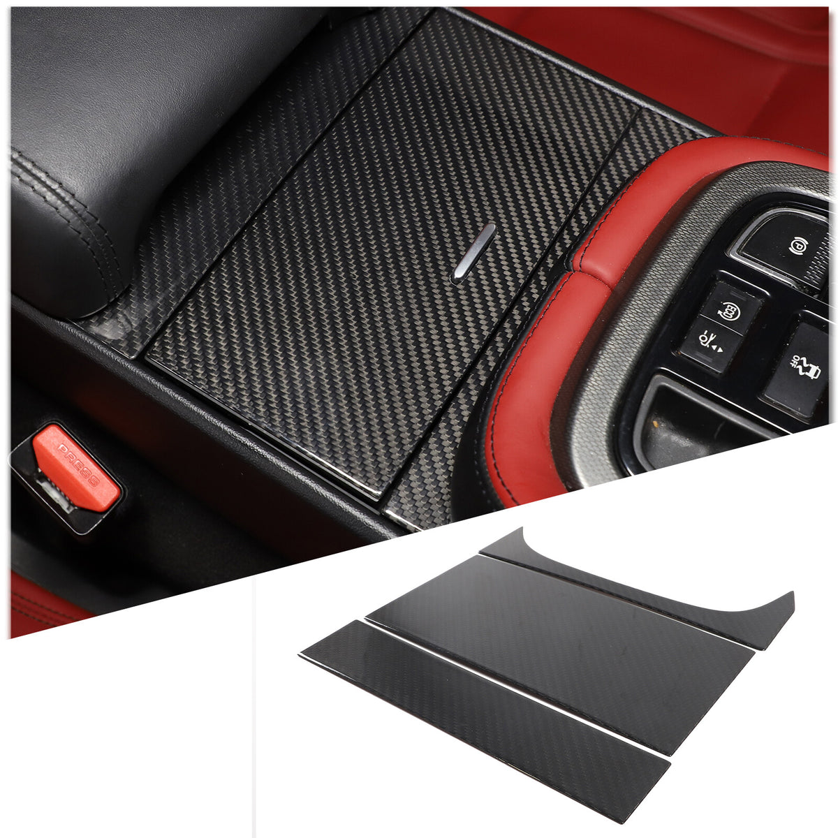 Real Carbon Fiber Interior Center Console Panel Trim For Jaguar F-TYPE 2013-24 2
