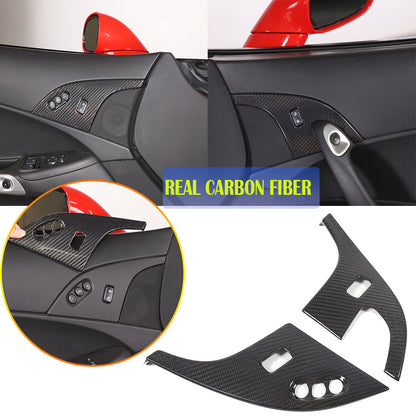 Real Dry Carbon Fiber Interior Door Lock Button Trim Cover For Corvette C6 05-13 1