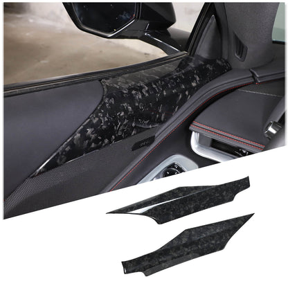 Forged Carbon Fiber Window Glass Door Upper Panel Trim For Corvette C8 2020+ US 3