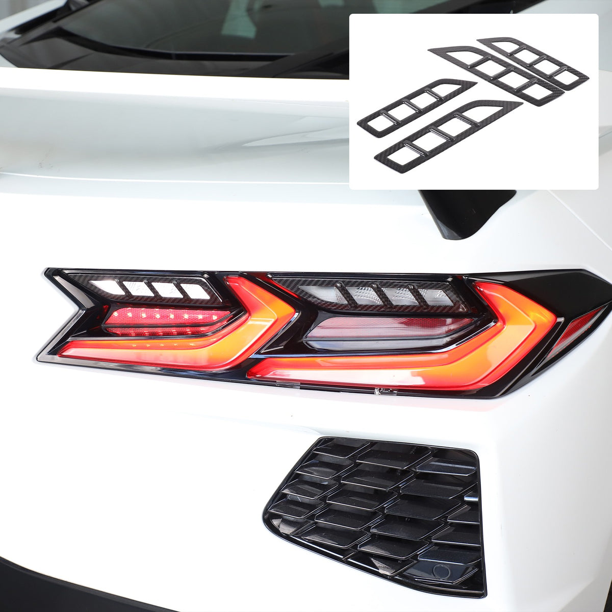 Real Carbon Fiber Reverse Light Protector Frame Trim For Corvette C8 2020+ 18