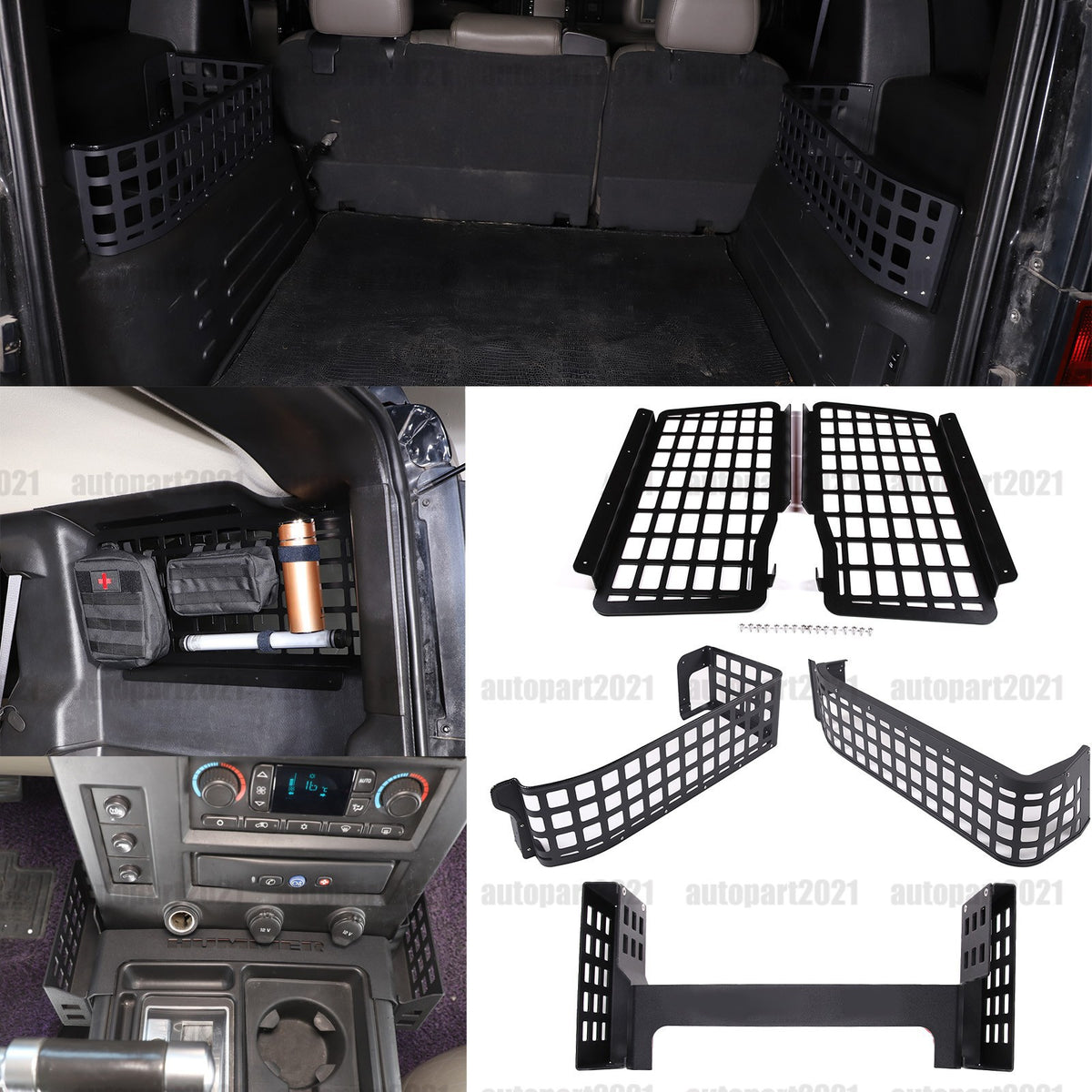 Gear Trunk Rear Side Rack Storage Box Window Molle Panel For Hummer H2 2003-2007 1